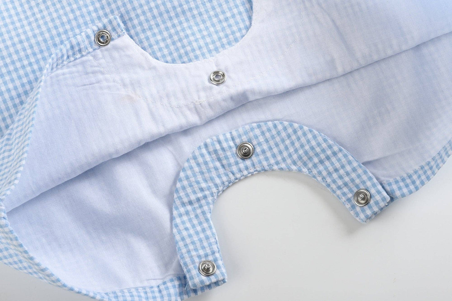 Blue Gingham Easter Bunny Smocked Shortalls: 6-12M