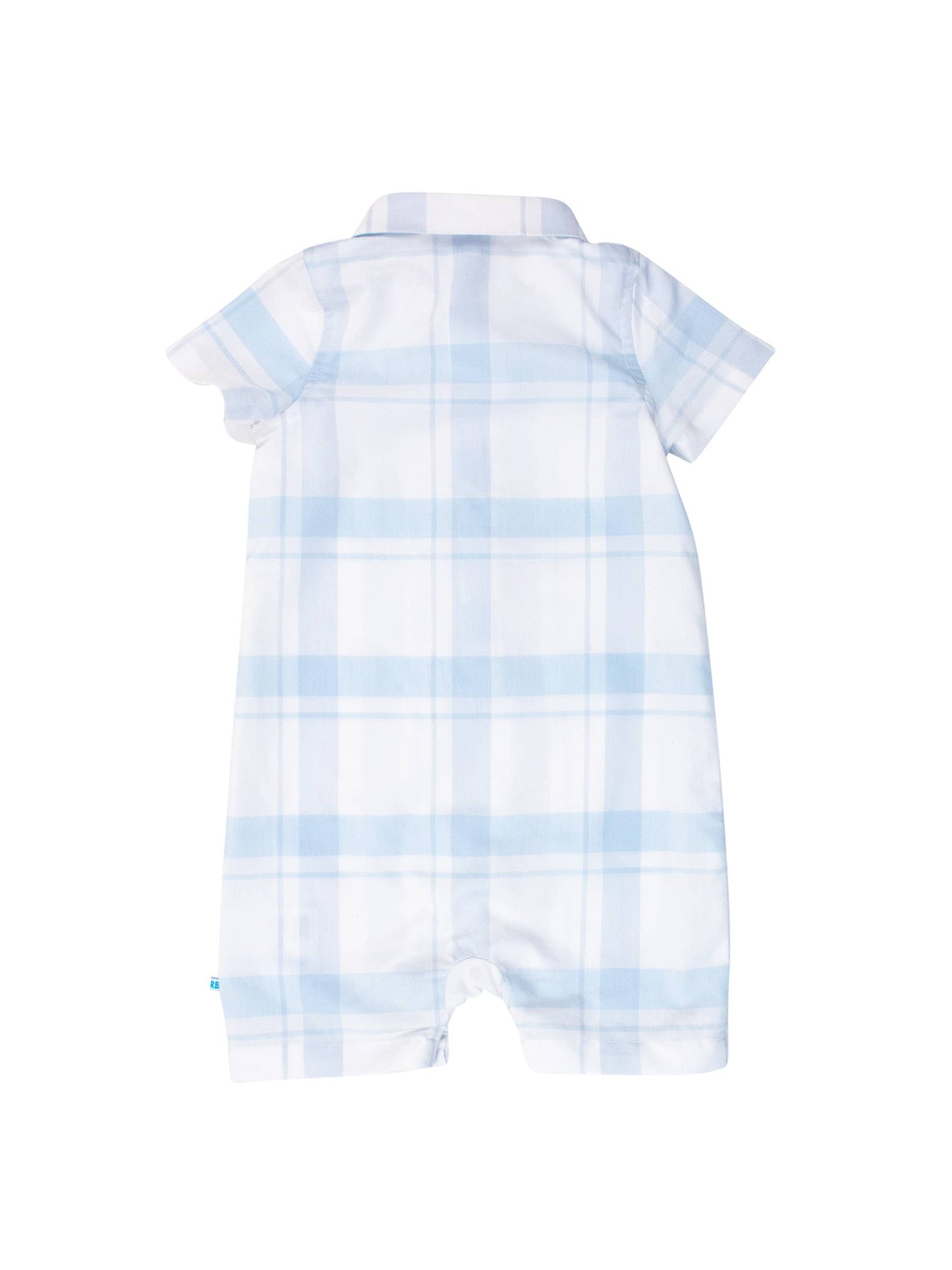 Baby Boys Light Blue Windowpane Button-Up Romper: Blue