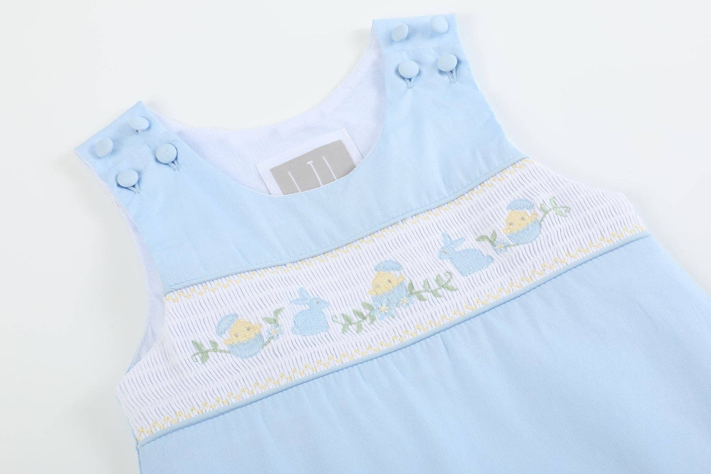 Light Blue Easter Smocked Shortalls