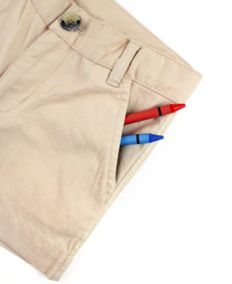 Boys Khaki Stretch Chino Shorts: Off-White