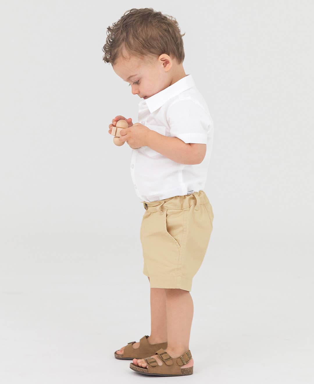 Baby Boys White Dobby Short Sleeve Button Up Bodysuit: White