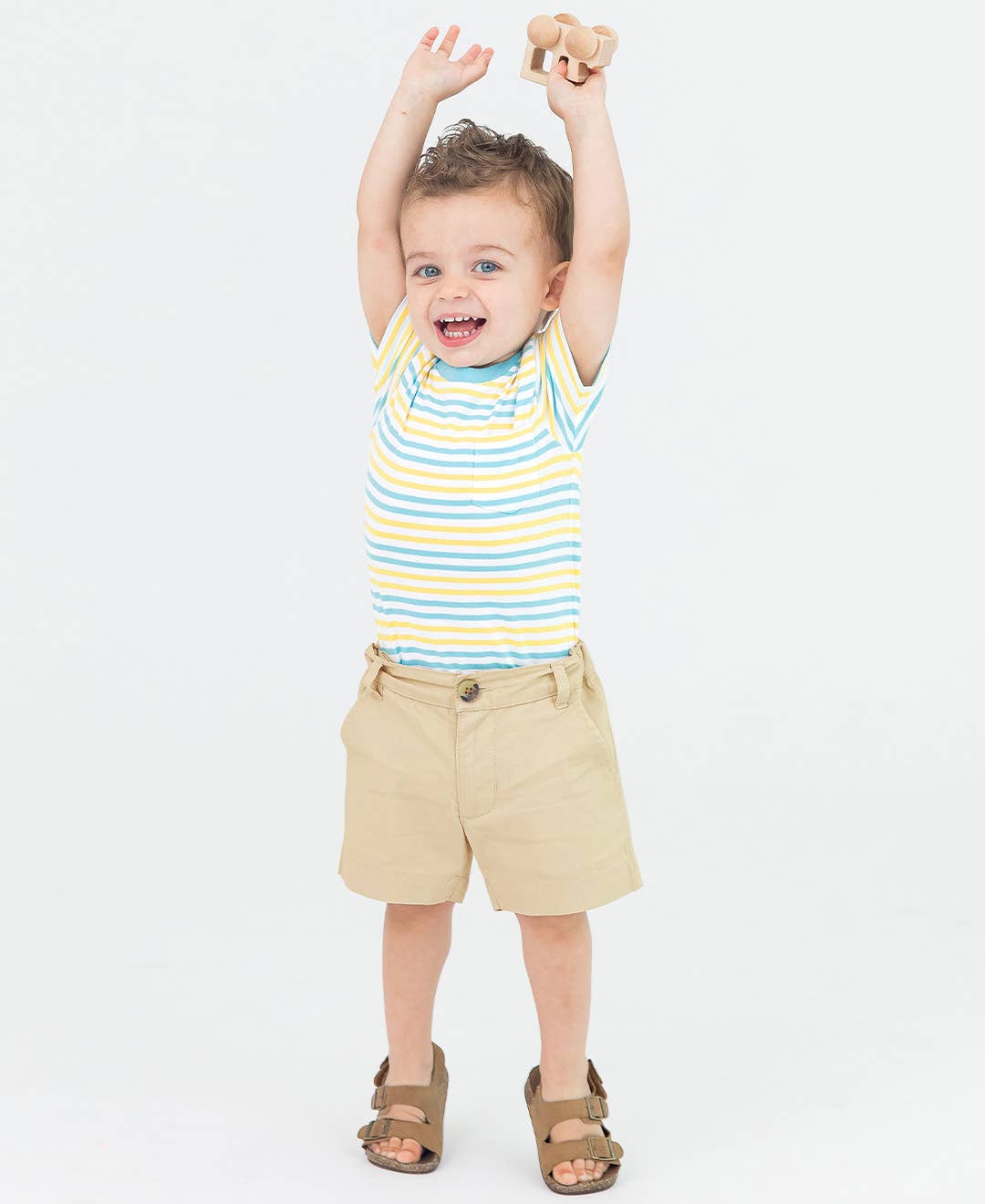 Boys Khaki Stretch Chino Shorts: Off-White