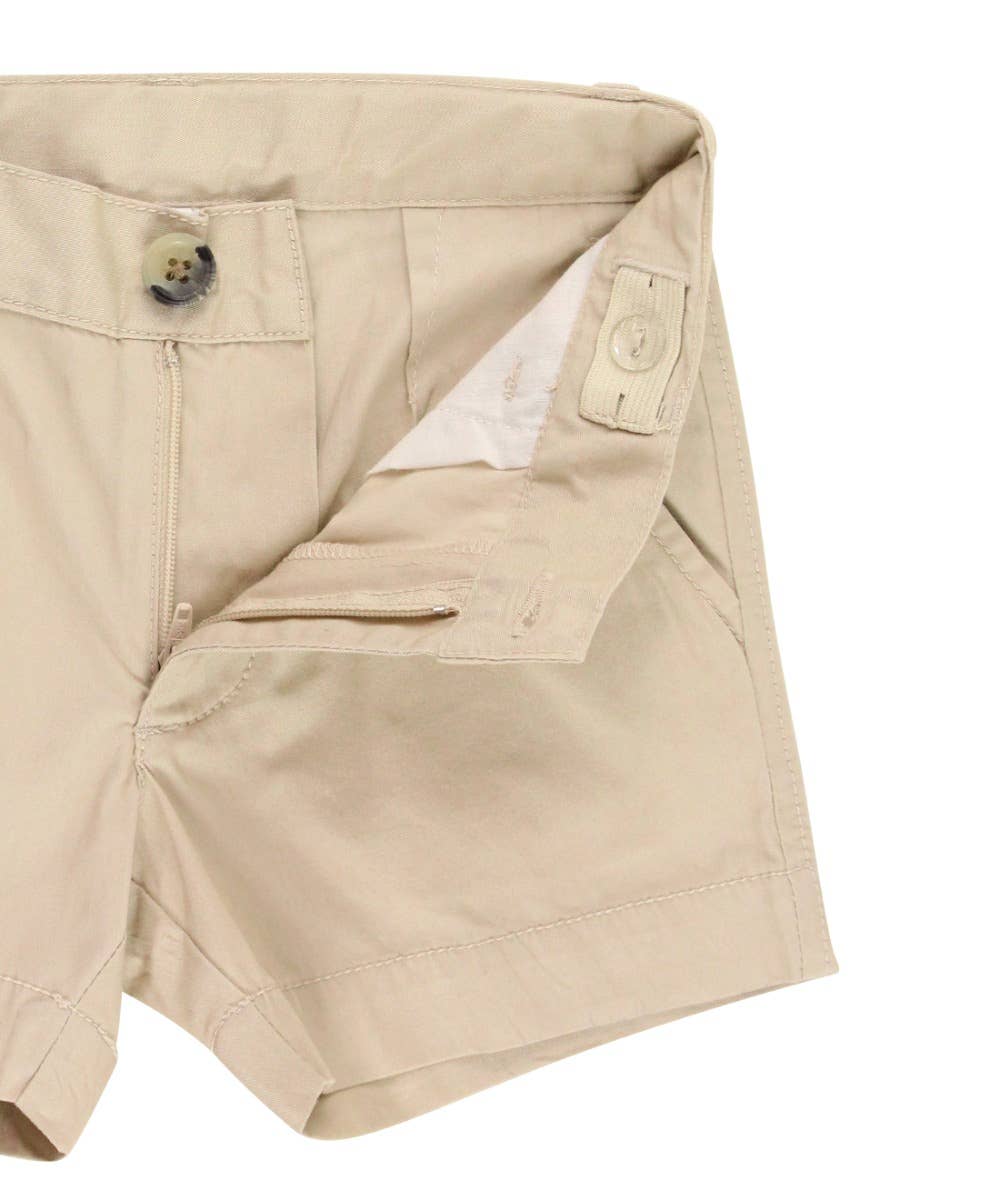 Boys Khaki Stretch Chino Shorts: Off-White