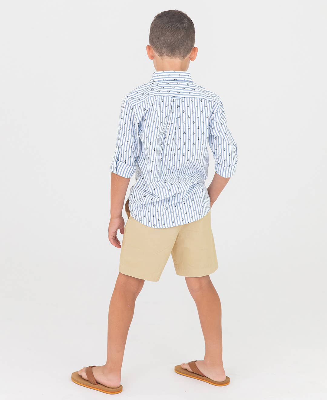 Boys Khaki Stretch Chino Shorts: Off-White