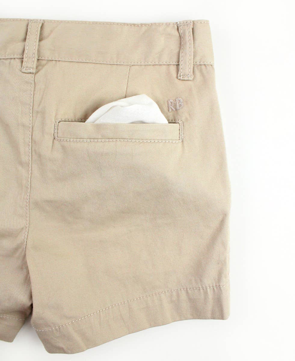 Boys Khaki Stretch Chino Shorts: Off-White