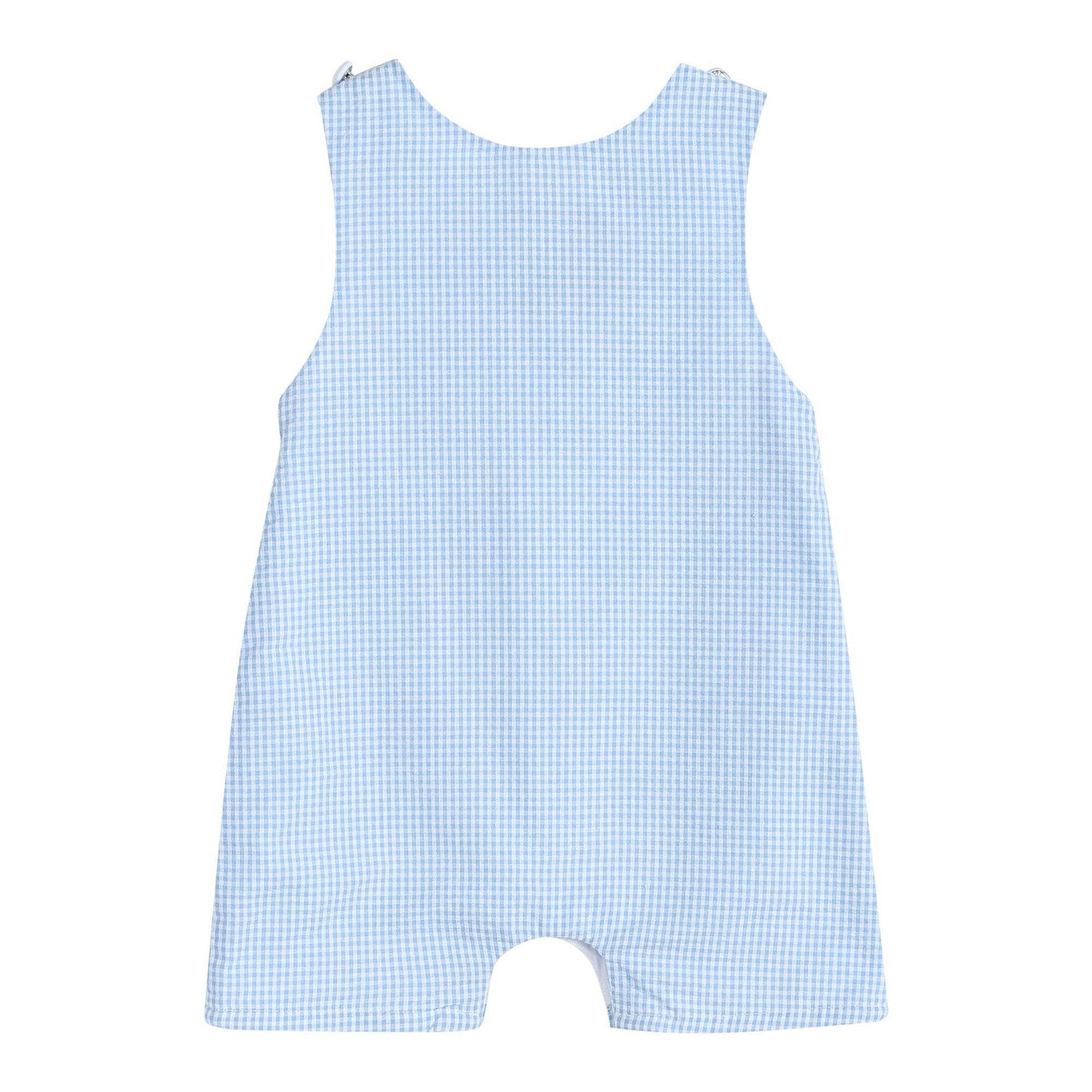 Blue Gingham Easter Bunny Smocked Shortalls: 2T