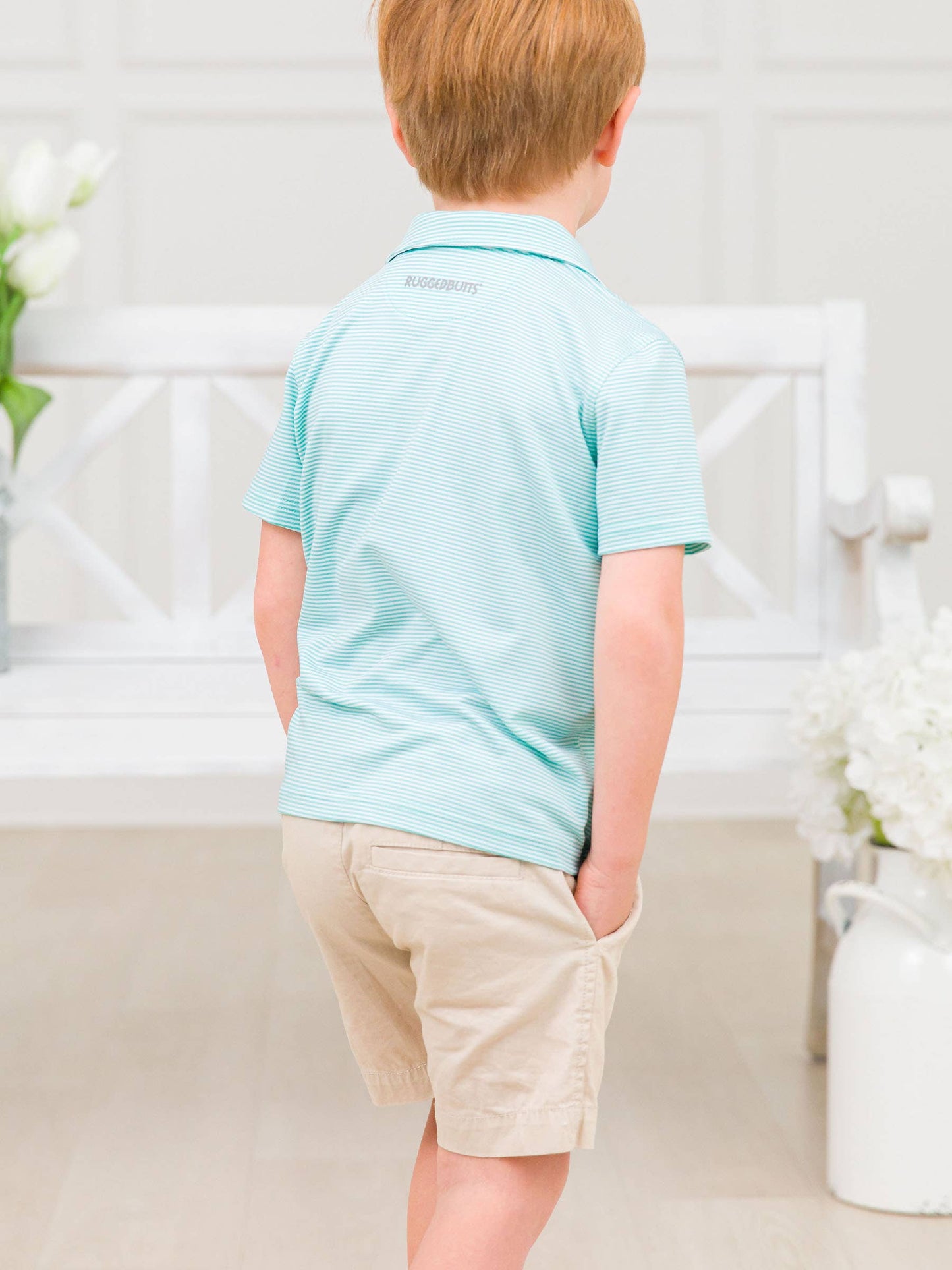 Boys Khaki Stretch Chino Shorts: Off-White